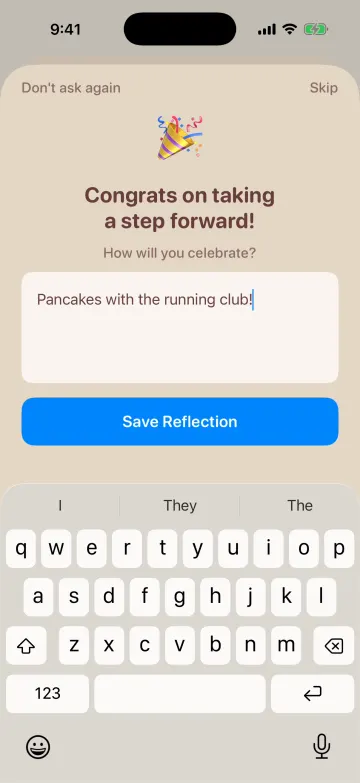 The question after finishing a step, answered