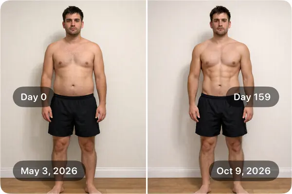 A side-by-side export with Day 0 and Day 159 and the dates